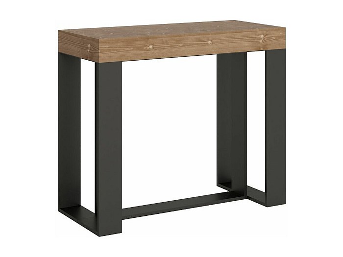 Console extensible pin massif et pieds métal anthracite 14 personnes 40 ...