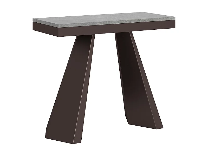 Uitschuifbare console in hout en bruin staal Elegancia 90x40/300 cm-Kleur Cementgrijs