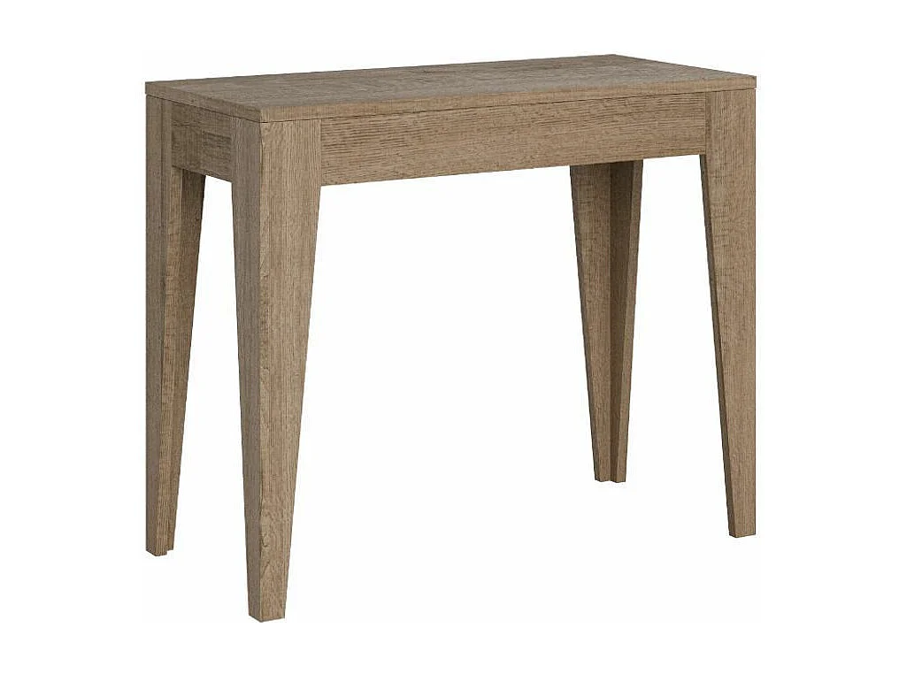 Console extensible moderne en bois Kanda 90x42-198 ou 90x42-302-Couleur Marron-Pied et support sur roulettes-3 rallonges