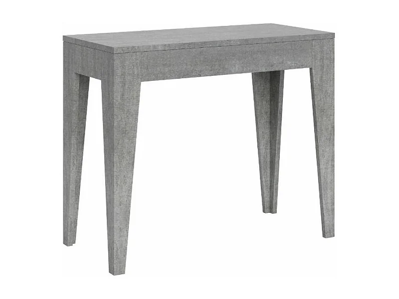 Console extensible moderne en bois Kanda 90x42-198 ou 90x42-302-Couleur Gris ciment-Support 4 pieds-3 rallonges