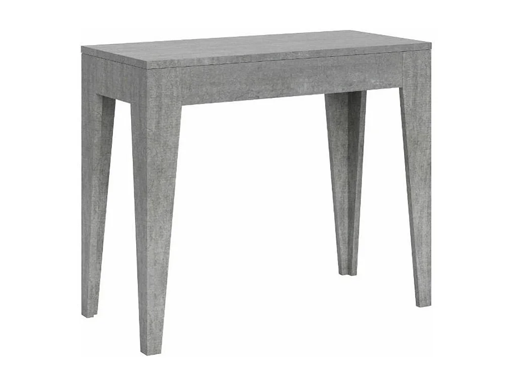 Consola Kanda moderna extensible de madera 90x42/198 o 90x42/302 cm-Color Gris cemento-Soporte 4 pies-Alargaderas 3 extensiones