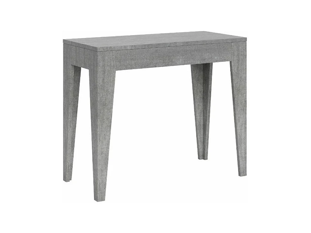 Console extensible moderne en bois Kanda 90x42-198 ou 90x42-302-Couleur Gris ciment-Support 4 pieds-3 rallonges