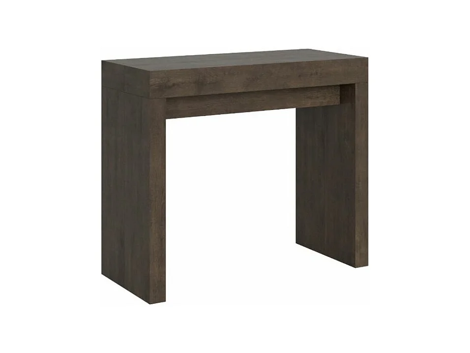 Consola extensible de madera Ribo 90x40/196 o 90x40/300 cm-Color Marrón-Base y soporte con ruedas-Alargaderas 3 extensiones