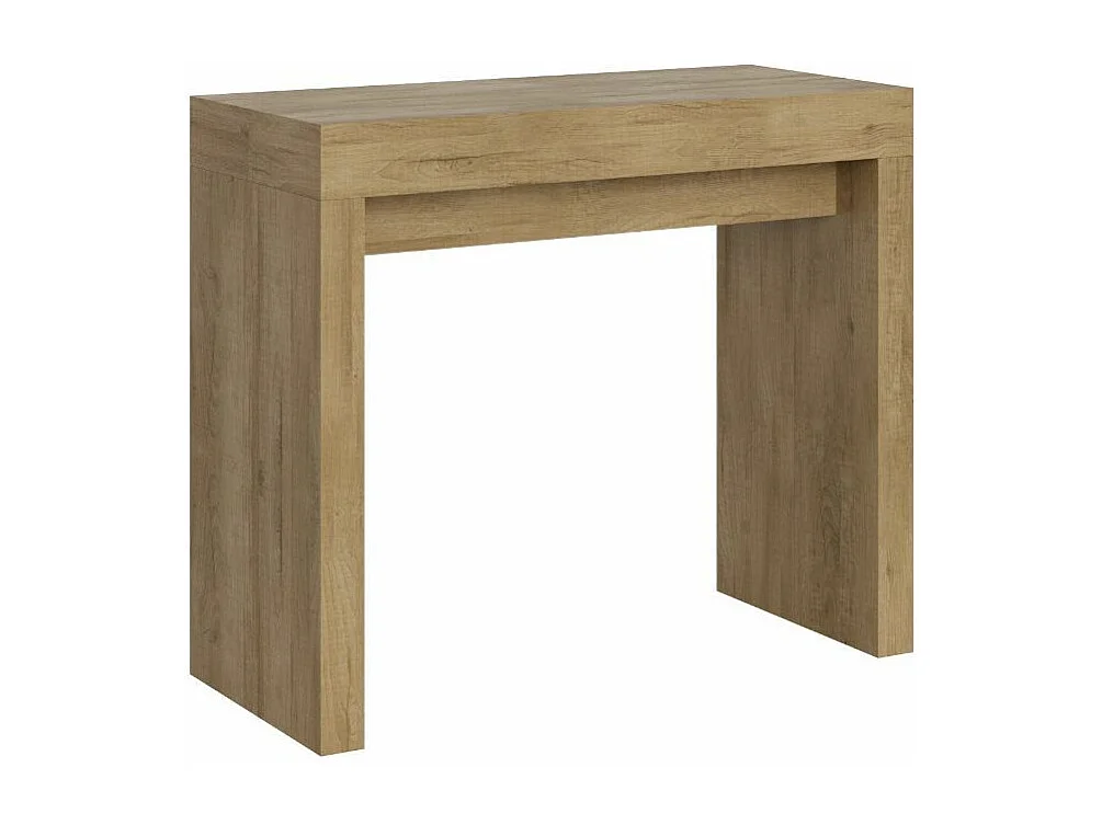 Consola extensible de madera Ribo 90x40/196 o 90x40/300 cm-Color Marrón-Base y soporte con ruedas-Alargaderas 3 extensiones