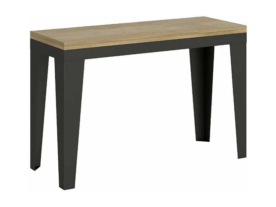Console extensible double plateau 120x45-90 ou 120-200x45-90 Klamer-Couleur Gris ciment-Largeur 200 cm