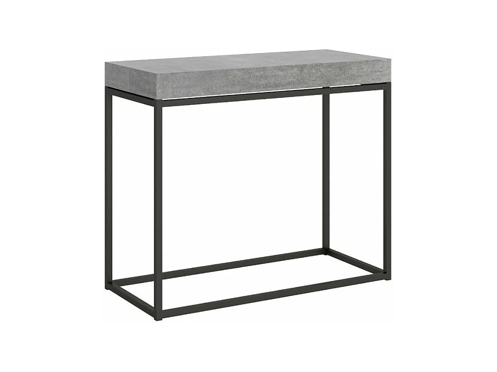 Consola extensible en madera y acero 90x40/196 o 90x40/300 cm Noro-Color Marrón-3 alargaderas gruesas