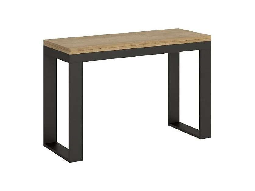 Console extensible double plateau 120x45-90 ou 120-200x45-90 Kouta-Couleur Naturel-Largeur 200 cm