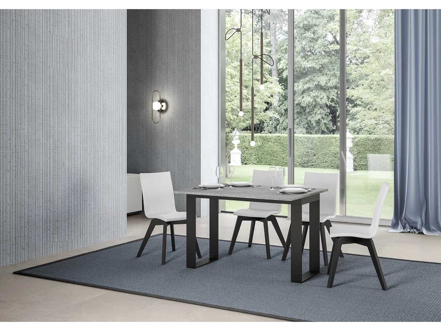 Console extensible double plateau 120x45-90 ou 120-200x45-90 Kouta-Couleur Naturel-Largeur 200 cm