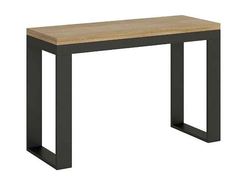 Console extensible double plateau 120x45-90 ou 120-200x45-90 Kouta-Couleur Naturel-Largeur 200 cm