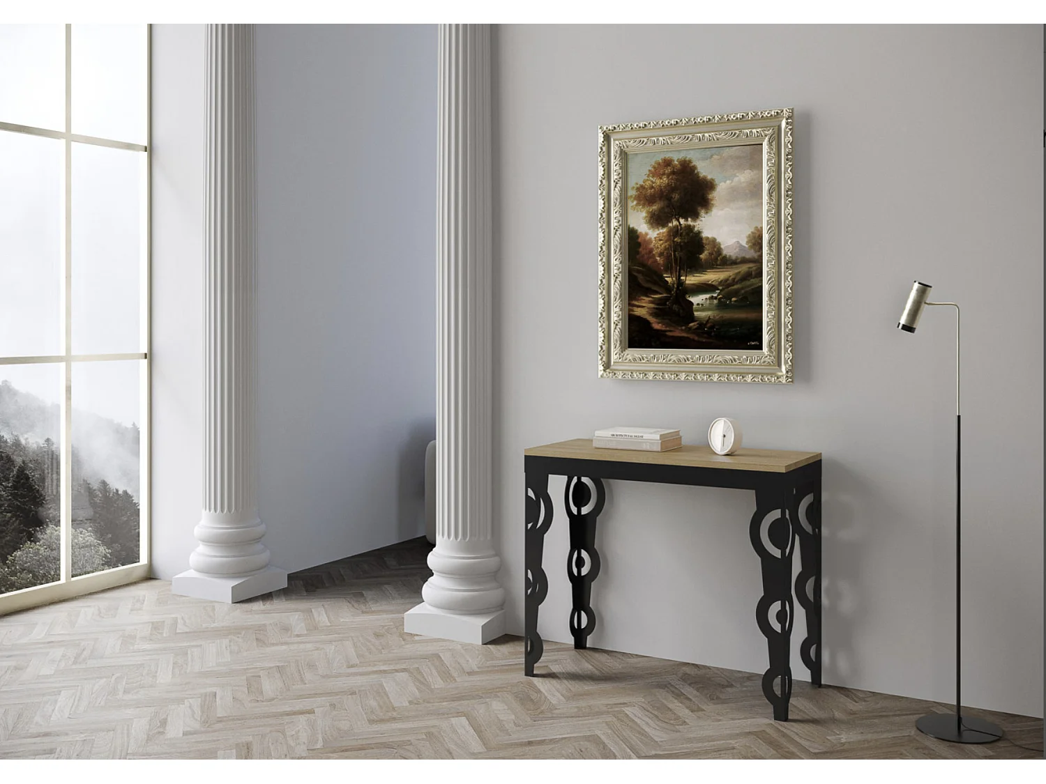 Console extensible style orientale Agadir 90x40-196 ou 90x40-300-Couleur Naturel-3 rallonges