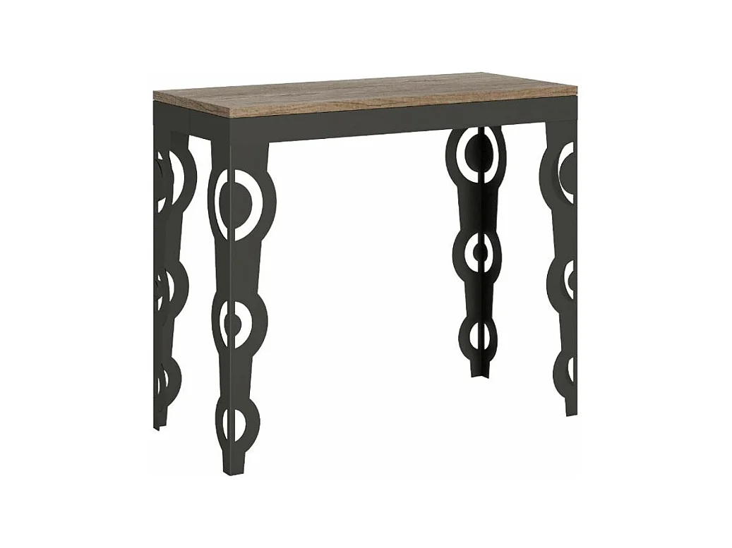 Console extensible style orientale Agadir 90x40-196 ou 90x40-300-Couleur Naturel-3 rallonges