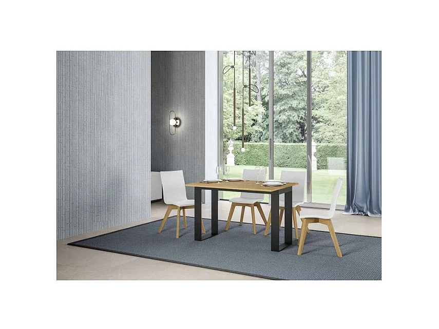 Consola extensible doble encimera 120x45/90 o 120/200x45/90 cm Kouta-Color Natural-Anchura 120 cm