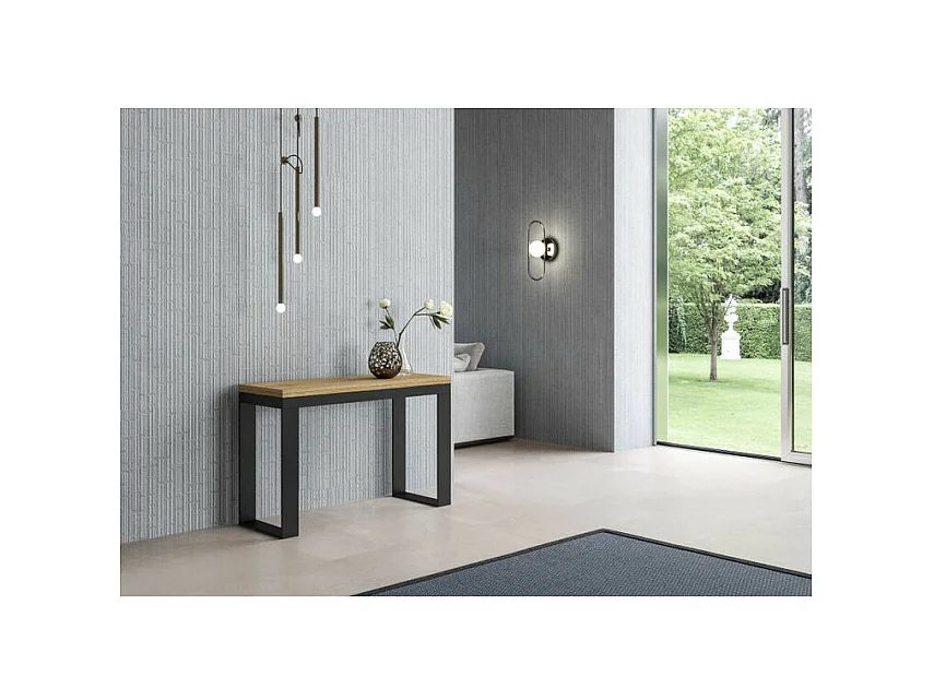 Consola extensible doble encimera 120x45/90 o 120/200x45/90 cm Kouta-Color Natural-Anchura 120 cm