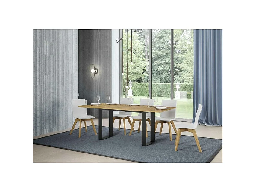 Consola extensible doble encimera 120x45/90 o 120/200x45/90 cm Kouta-Color Natural-Anchura 120 cm