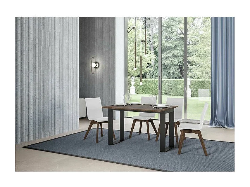 Console extensible double plateau 120x45-90 ou 120-200x45-90 Kouta-Couleur Marron-Largeur 200 cm