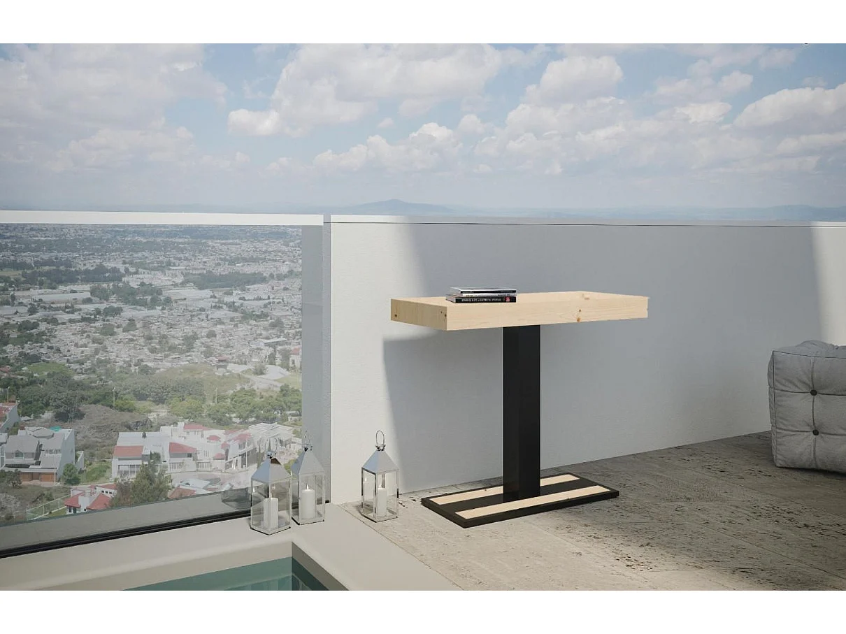 Console extensible pin massif clair et pieds métal anthracite 8 personnes 40 à 196cm Cali