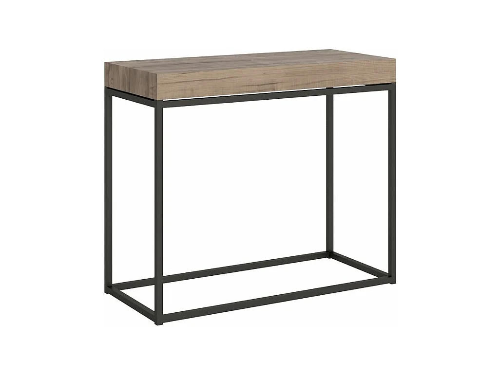 Console extensible bois et acier 90x40-196 ou 90x40-300 Noro-Couleur Naturel-3 rallonges épaisses