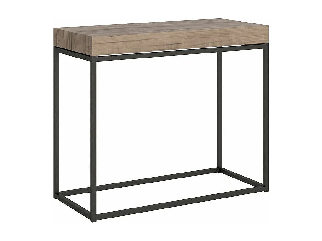 Console extensible bois et acier 90x40-196 ou 90x40-300 Noro-Couleur Naturel-3 rallonges épaisses