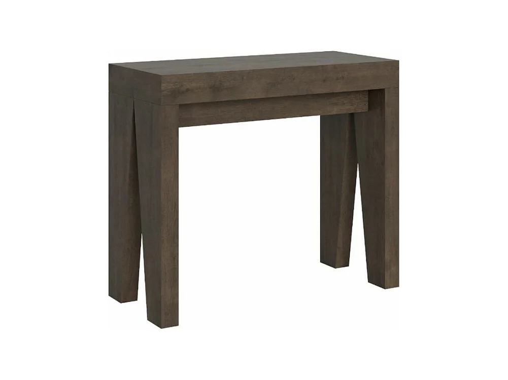 Console extensible en bois moderne 90x40-196 ou 90x40-300 Naxo-Couleur Marron-Support 4 pieds-3 rallonges