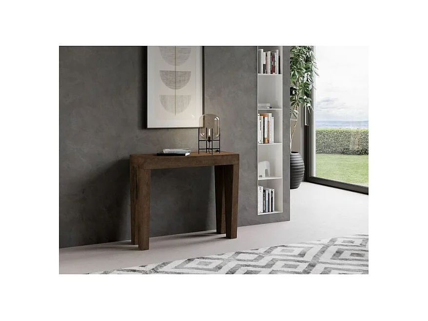 Console extensible en bois Sambo 90x40-196 ou 90x40-300-Couleur Marron-Support 4 pieds-5 rallonges