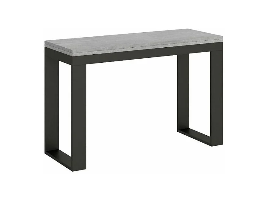 Console extensible double plateau 120x45-90 ou 120-200x45-90 Kouta-Couleur Gris ciment-Largeur 200 cm