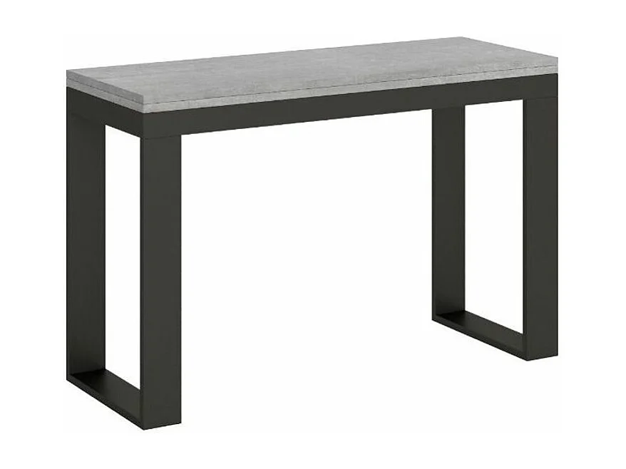 Console extensible double plateau 120x45-90 ou 120-200x45-90 Kouta-Couleur Gris ciment-Largeur 200 cm