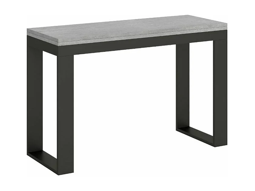 Console extensible double plateau 120x45-90 ou 120-200x45-90 Kouta-Couleur Gris ciment-Largeur 120 cm