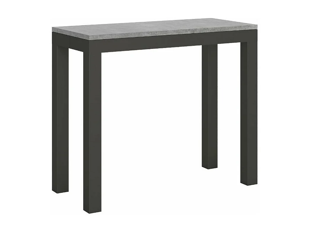 Uitschuifbare console in hout en antraciet staal Monteros 90x40/196 of 90x40/300 cm-Kleur Bruin-Voet en steun op zwenkwielen-Verlengsnoeren 3 uitbreidingen