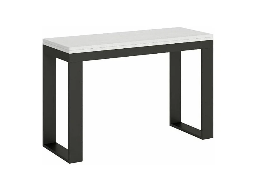 Console extensible double plateau 120x45-90 ou 120-200x45-90 Kouta-Couleur Blanc-Largeur 120 cm