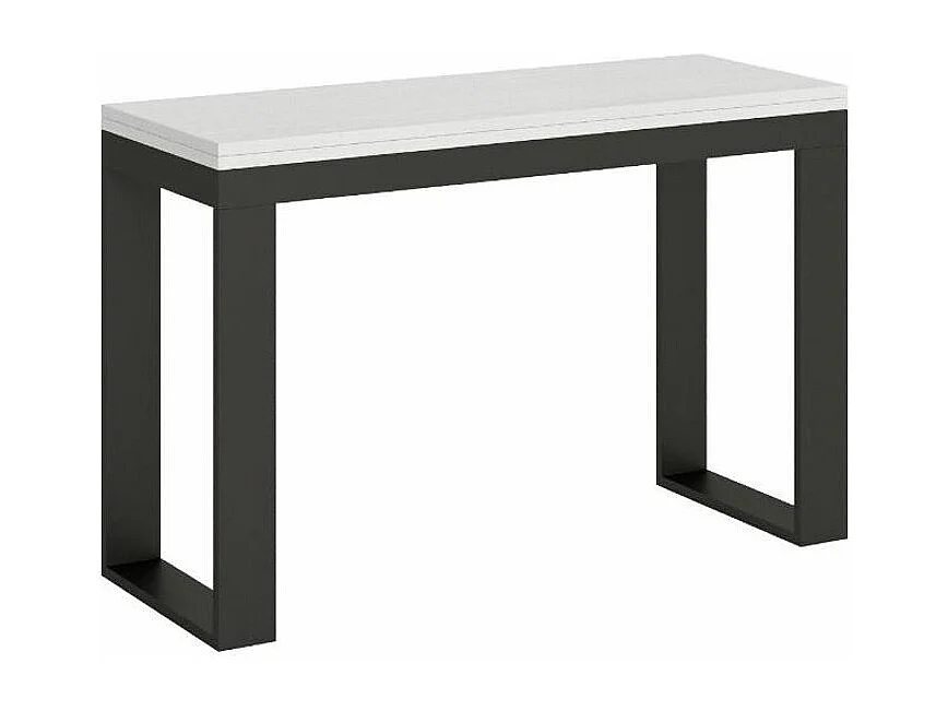 Console extensible double plateau 120x45-90 ou 120-200x45-90 Kouta-Couleur Blanc-Largeur 120 cm