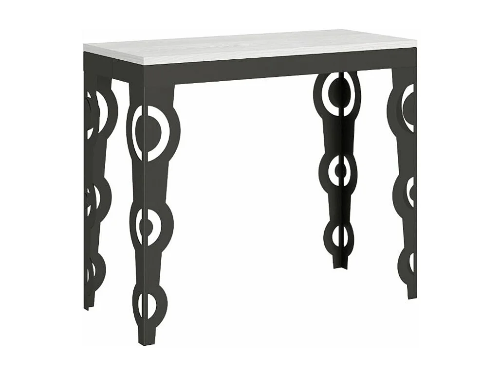 Agadir uitschuifbare console in oosterse stijl 90x40/196 of 90x40/300 cm-Kleur Cementgrijs-Verlengsnoeren 5 uitbreidingen