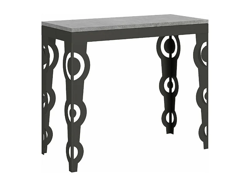 Agadir uitschuifbare console in oosterse stijl 90x40/196 of 90x40/300 cm-Kleur Cementgrijs-Verlengsnoeren 5 uitbreidingen