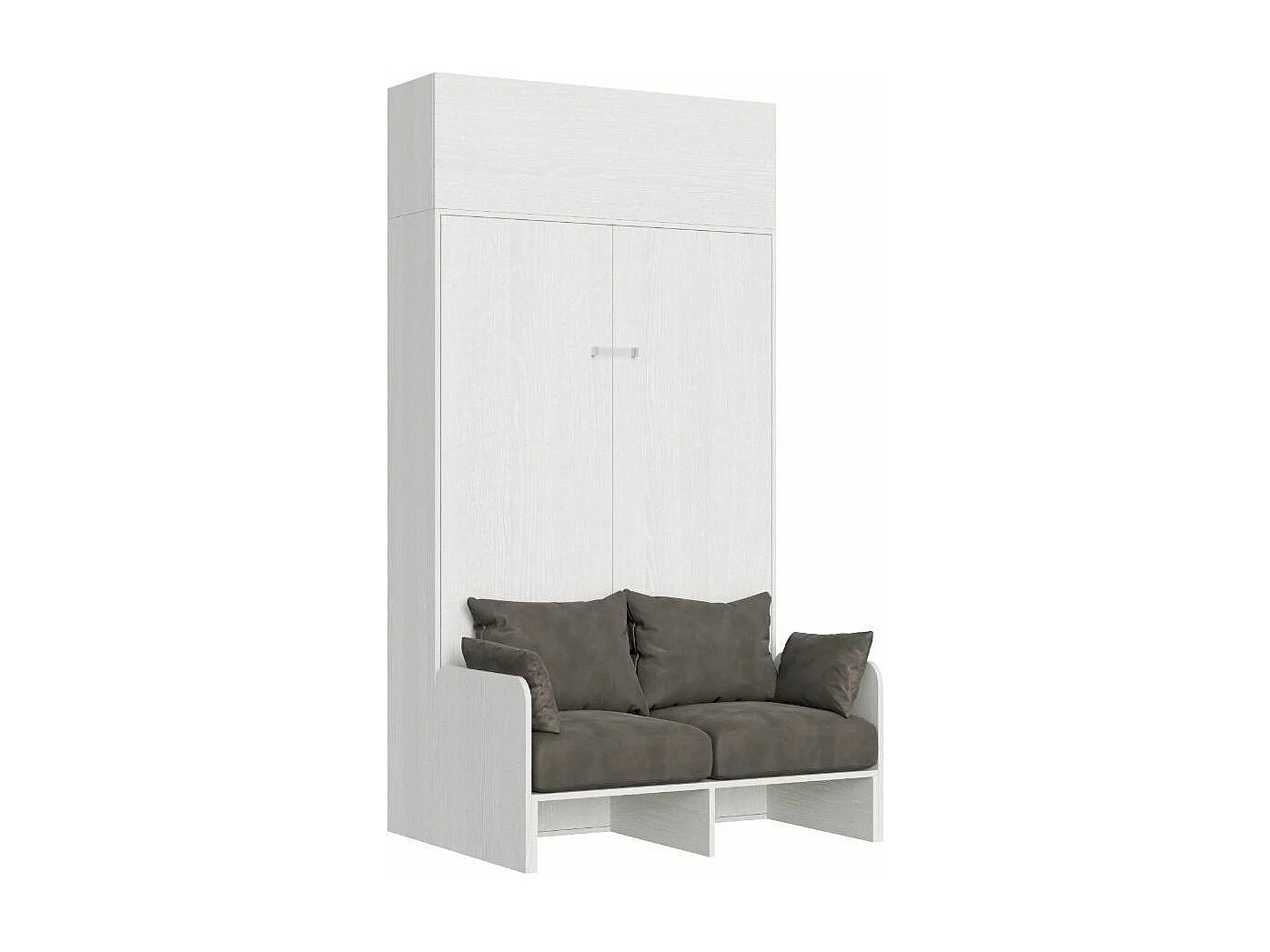 Armoire lit 120x190 avec canapé et meuble haut bois blanc Kanto-Couleur Microfibre 08