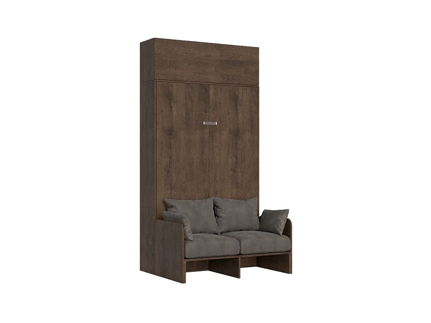 Armoire lit 120x190 avec canapé et meuble haut bois noyer Kanto-Couleur Microfibre 15