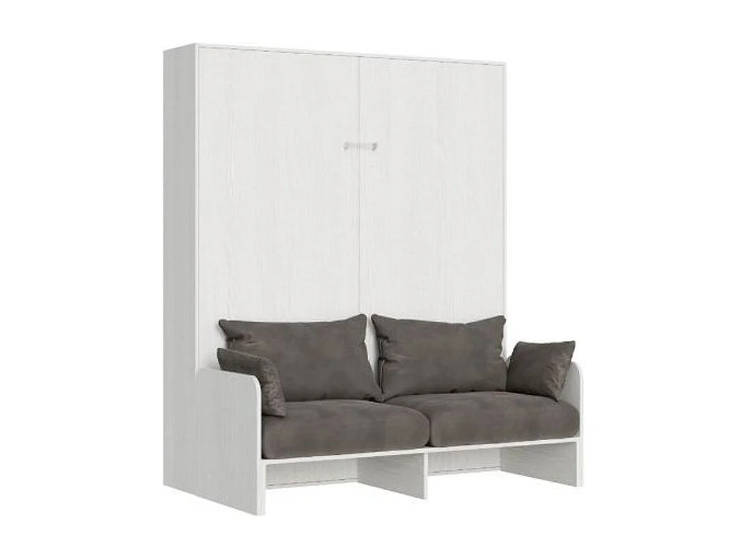 Mueble cama 120x190 cm con sofá y mueble alto de madera blanca Kanto-Color Microfibra 06