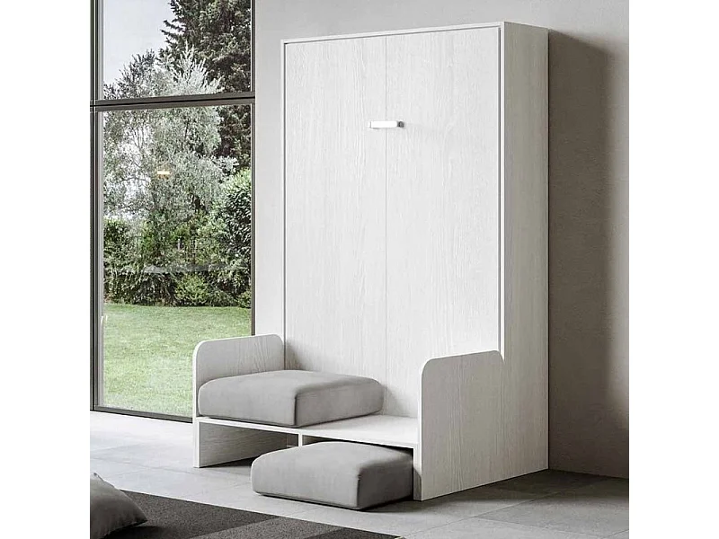 Mueble cama 120x190 cm con sofá y mueble alto de madera de nogal Kanto-Color Microfibra 20