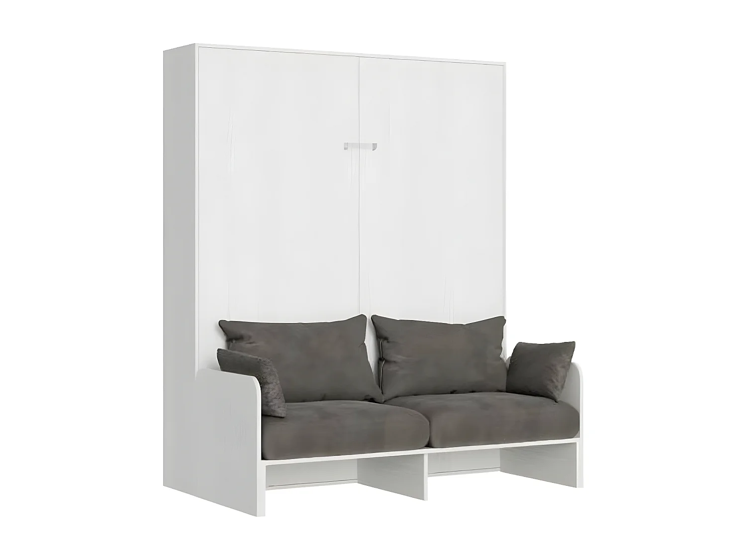 Armoire lit 120x190 avec canapé et meuble haut bois blanc Kanto-Couleur Microfibre 03