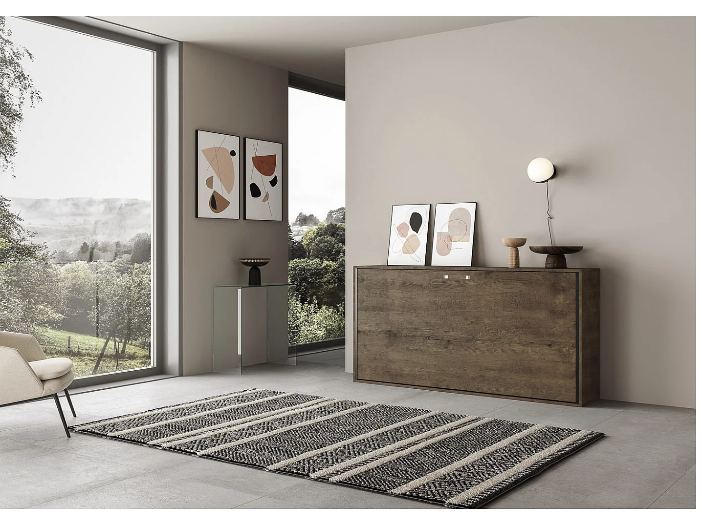 Bounto horizontaal opklapbed walnoot 85x185 cm-1 matras 85x185cm