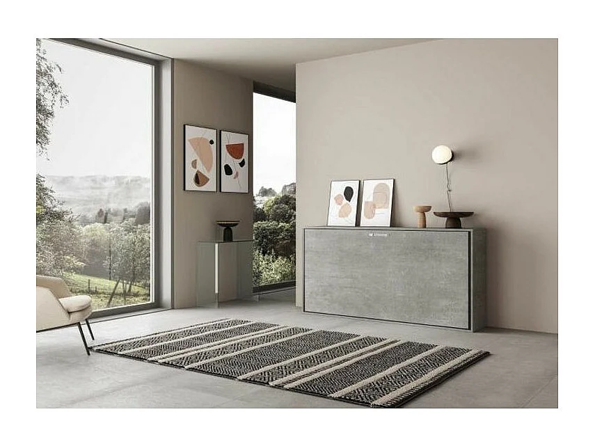Bounto cementgrijs horizontaal opklapbed 85x185 cm-Zonder matras