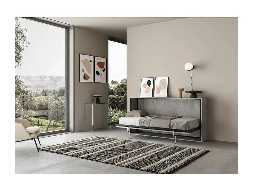 Bounto cementgrijs horizontaal opklapbed 85x185 cm-Zonder matras