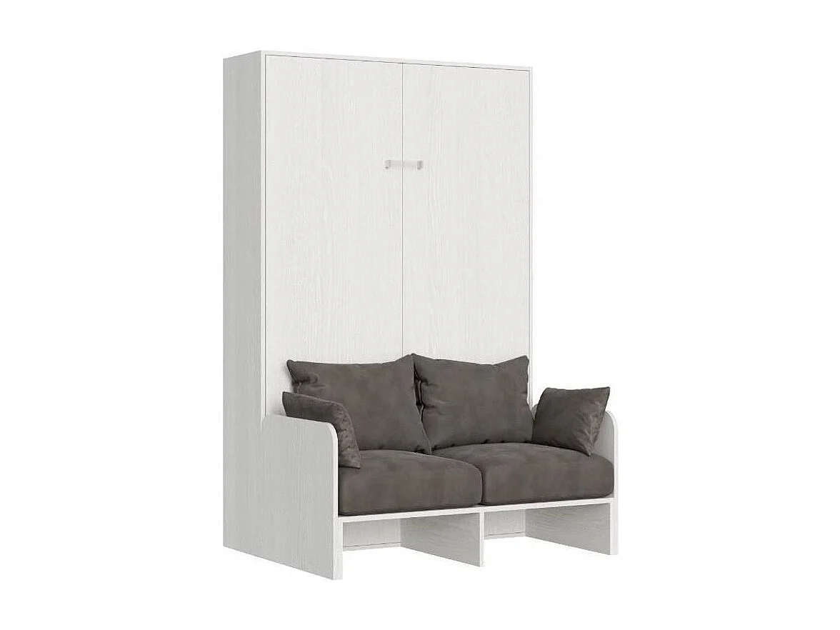 Lit escamotable vertical blanc avec canapé tissu Bounto 140x190 de tissu-Canapé 33
