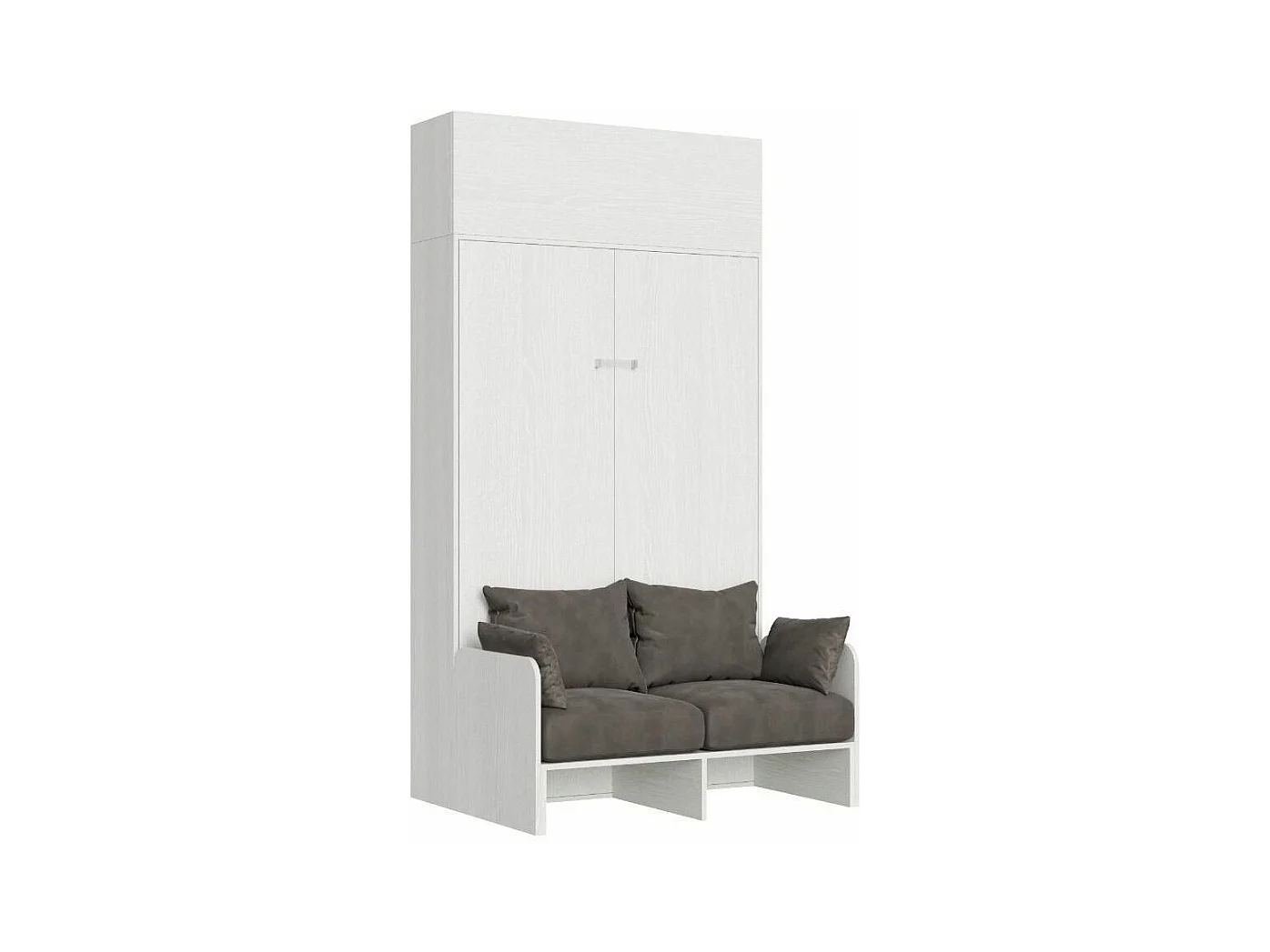 Armoire lit 120x190 avec canapé et meuble haut bois blanc Kanto-Couleur Microfibre 05