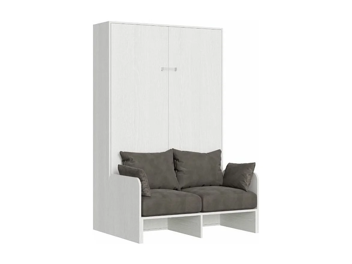 Lit escamotable vertical blanc avec canapé tissu Bounto 140x190 de tissu-Canapé 38
