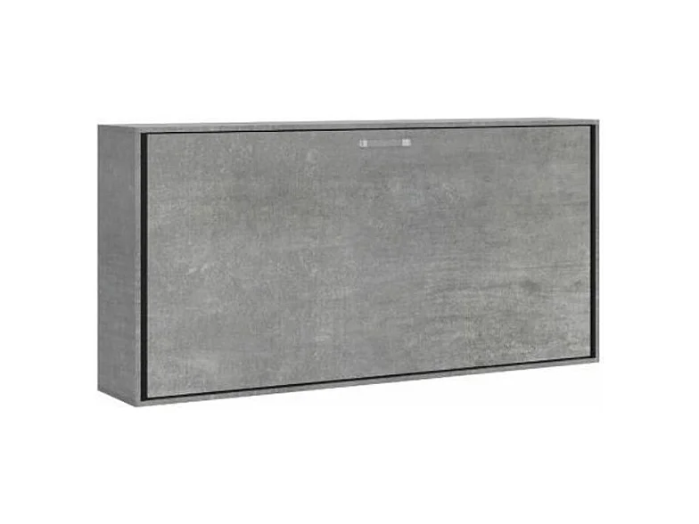 Lit escamotable horizontal gris ciment Bounto 85x185-1 matelas 85x185cm