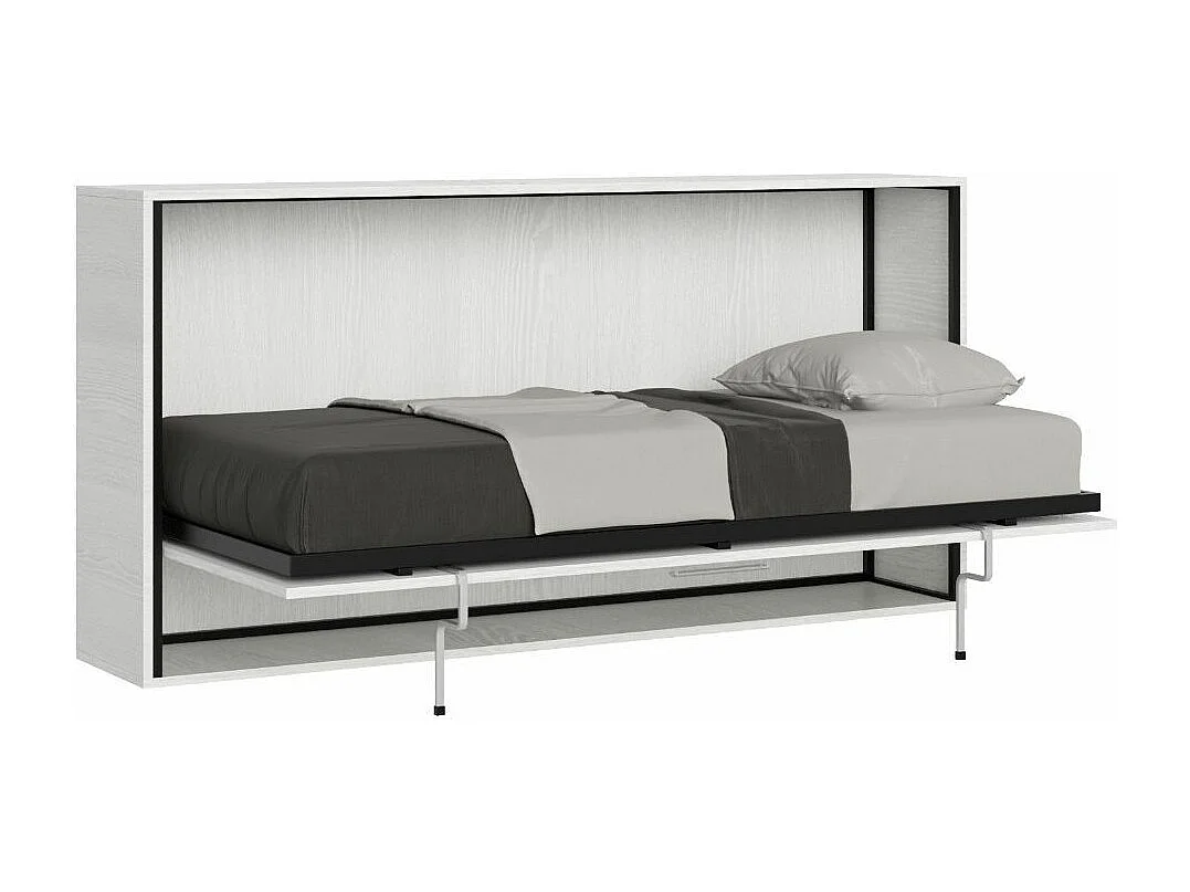 Lit escamotable horizontal blanc Bounto 85x185-1 matelas 85x185cm