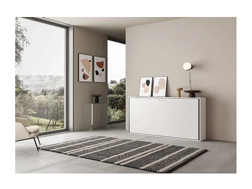 Lit escamotable horizontal blanc Bounto 85x185-