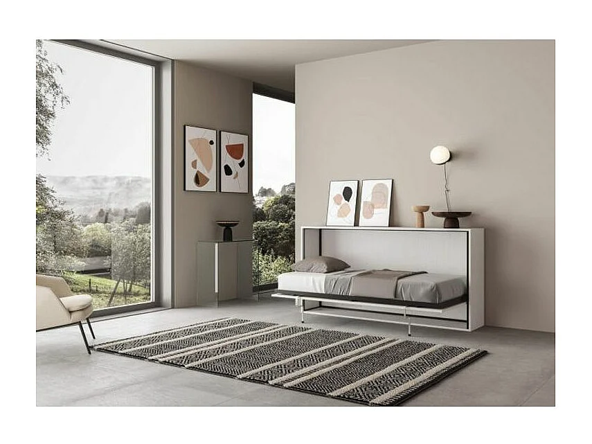 Lit escamotable horizontal blanc Bounto 85x185-