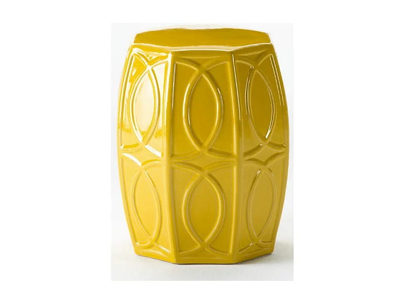 Taburete bajo redondo de cerámica, amarillo