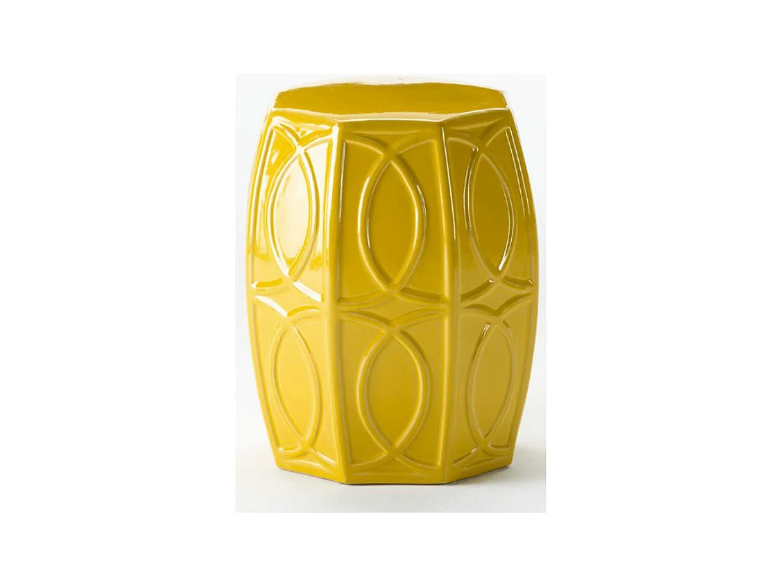 Tabouret bas rond céramique jaune 2