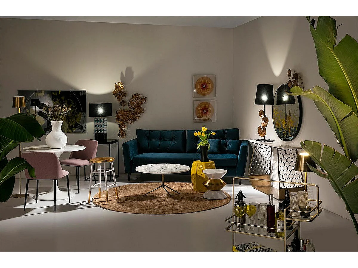 Tabouret bas rond céramique jaune 2